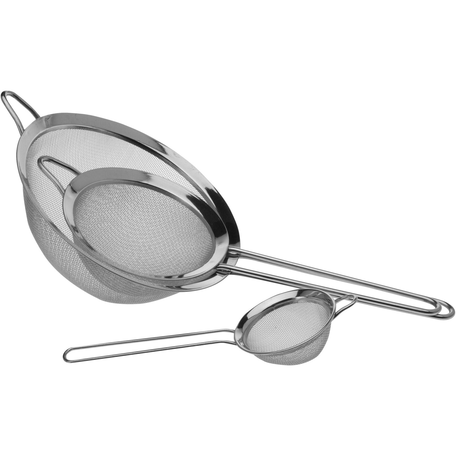 Excellent Houseware Keuken vergieten met handvat set - 3 maten - rvs - Dia 8/14/20 cm -