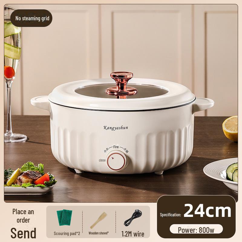 Perfect choice for your home Compacte multifunctionele elektrische kookpot: Elektrische koekenpan, hotpot, mini-noedelkoker en rijstkoker. Ideaal voor studentenhuizen en woningen. 24cm single layer