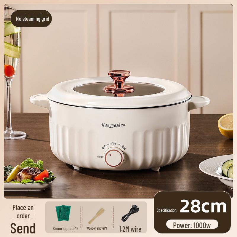 Perfect choice for your home Compacte multifunctionele elektrische kookpot: Elektrische koekenpan, hotpot, mini-noedelkoker en rijstkoker. Ideaal voor studentenhuizen en woningen. 28cm single layer