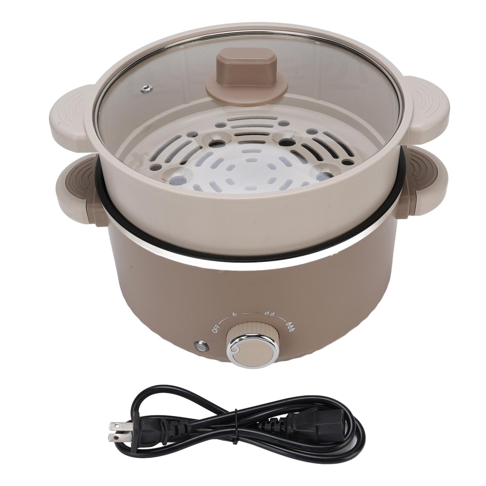OutsideWorld Elektrische Hot Pot 800W 3L Voedselkwaliteit Anti-aanbaklaag Multifunctionele Elektrische Koker met Stoom L(for 6.5-9kg)