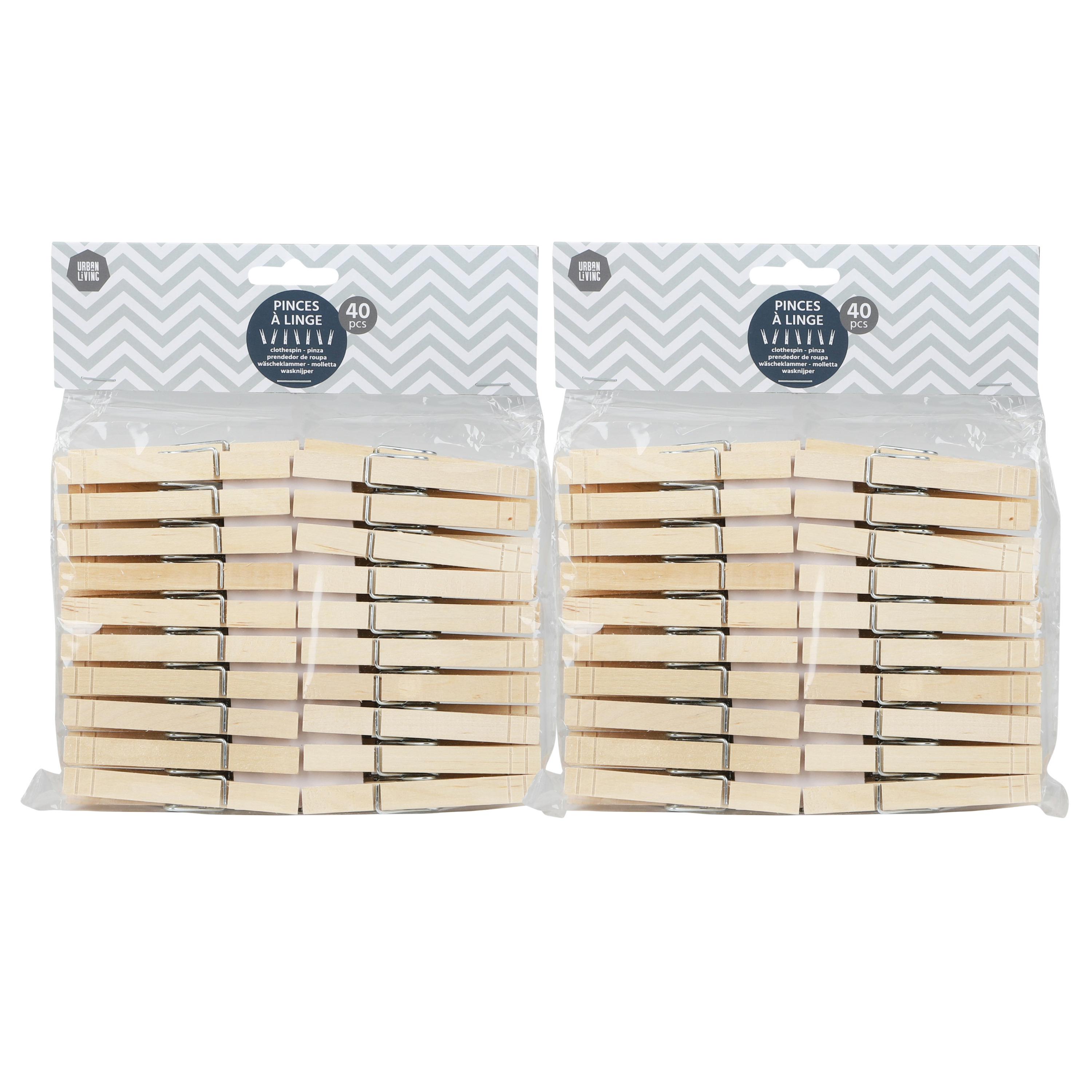 Urban Living Basic plus Size wasknijpers - 80x - bamboe hout - 8 cm - was ophangen -