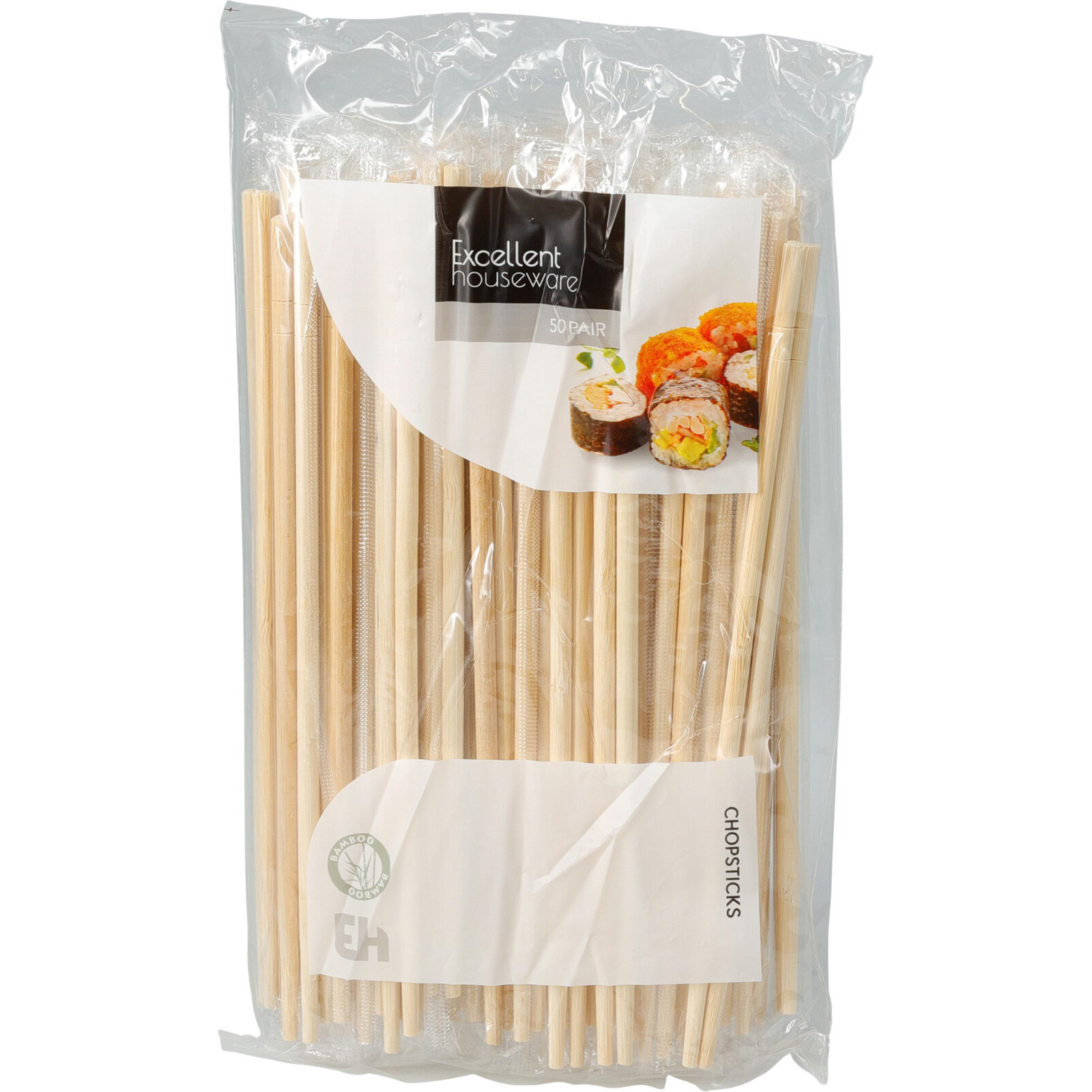 Excellent Houseware Sushi eetstokjes/chopsticks - 50x paar - bamboe -