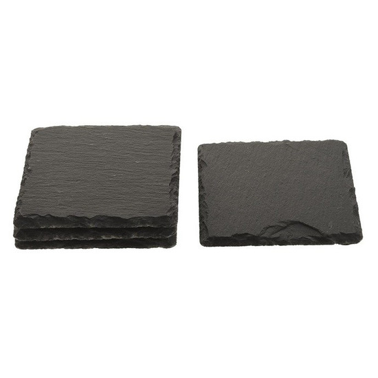 Merkloos Onderzetters - 16x stuks - leisteen - vierkant - 10 cm - glazen onderzetters -