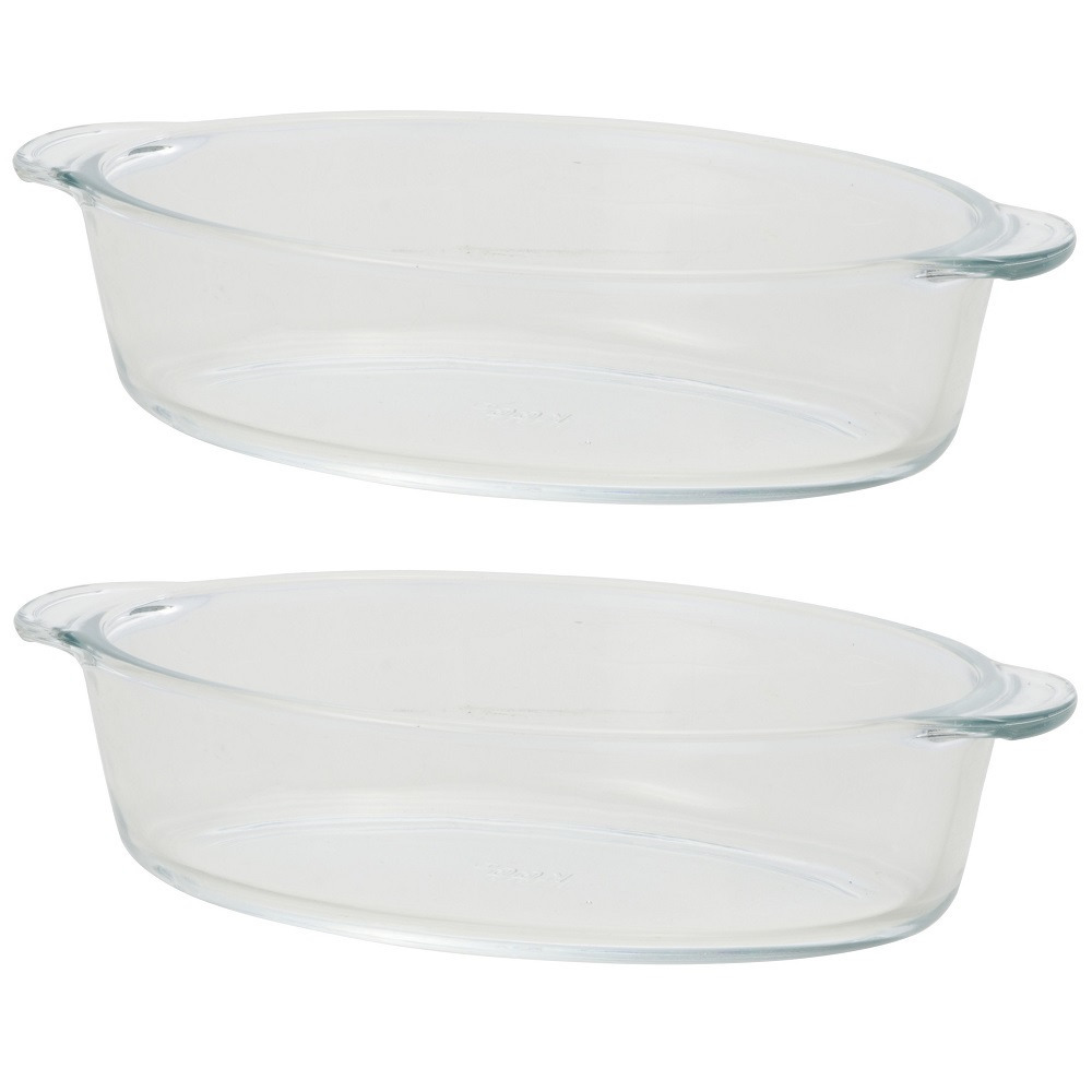 Merkloos 4x Ovalen glazen mini ovenschalen 400 ml 20 x 11 x 5 cm -