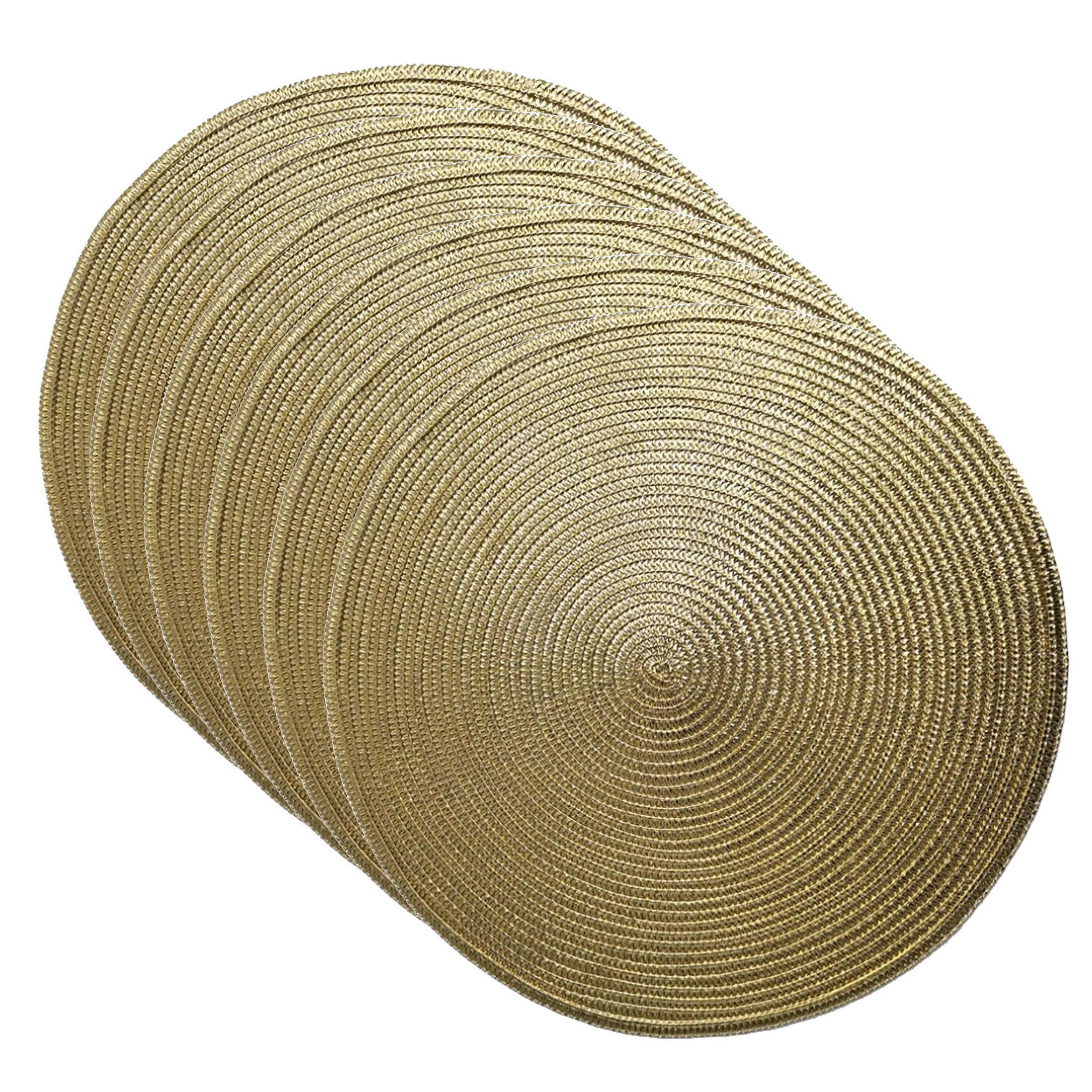 Gerimport Placemat - Set van 12x stuks - metallic goud - dia cm - rond - onderlegger - kerstdiner/diner pla -