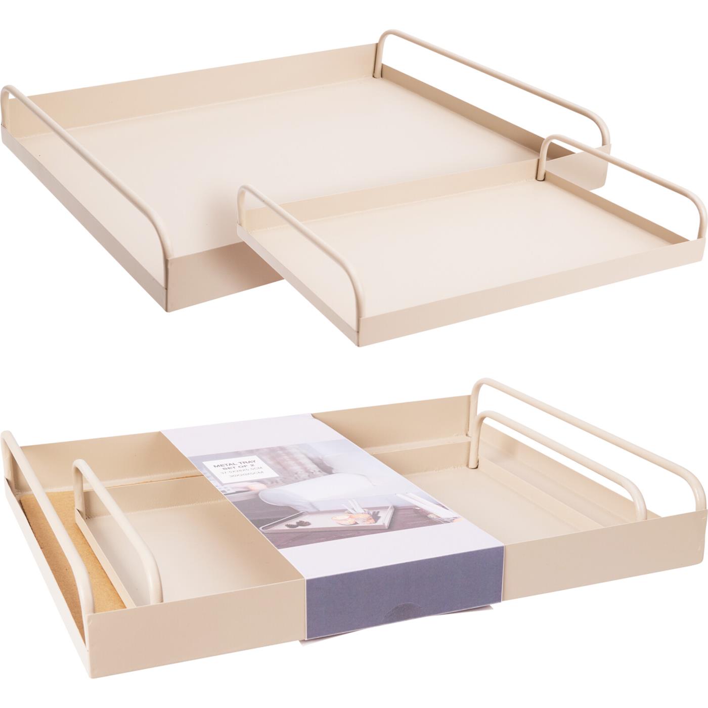 Home & Styling Dienblad set van 2 metaal zandkleur