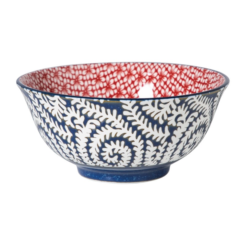 Xenos Schaaltje Amily groot - donkerblauw/rood - ø15.5x7 cm