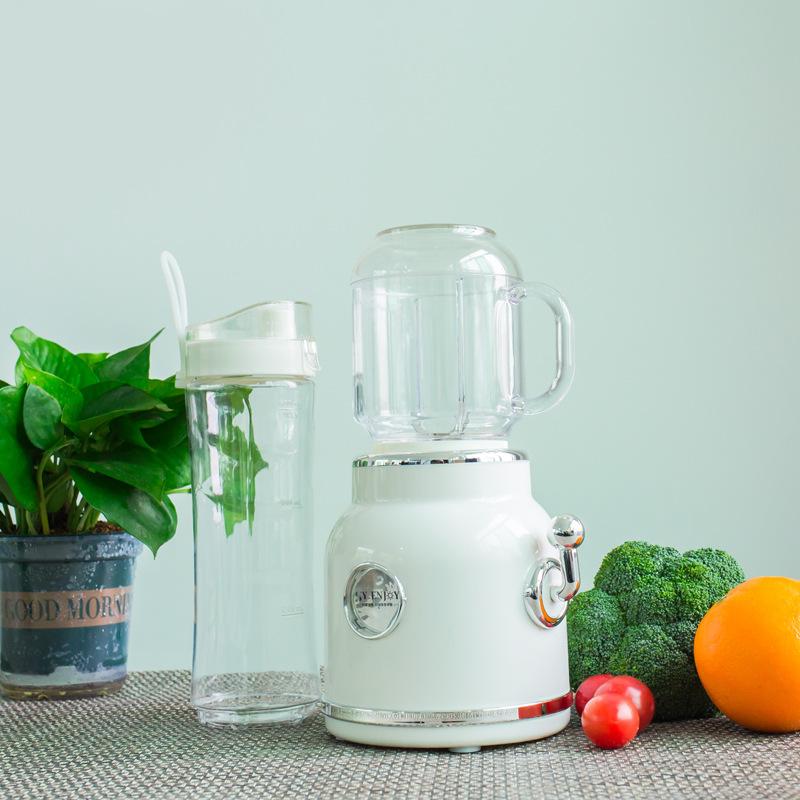 Tooarts Mini Blender met Dubbele Beker Retro Shake- en IJs Crusher Maker Aanrecht Sapblender met wit