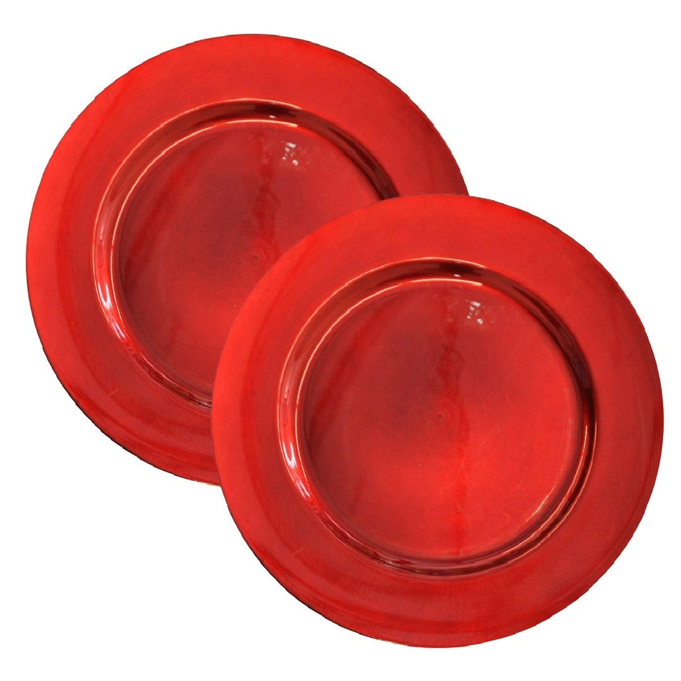 Merkloos Onderborden - 6x - rood - 33 cm - kunststof - Diner borden - kerstdiner dinerborden -