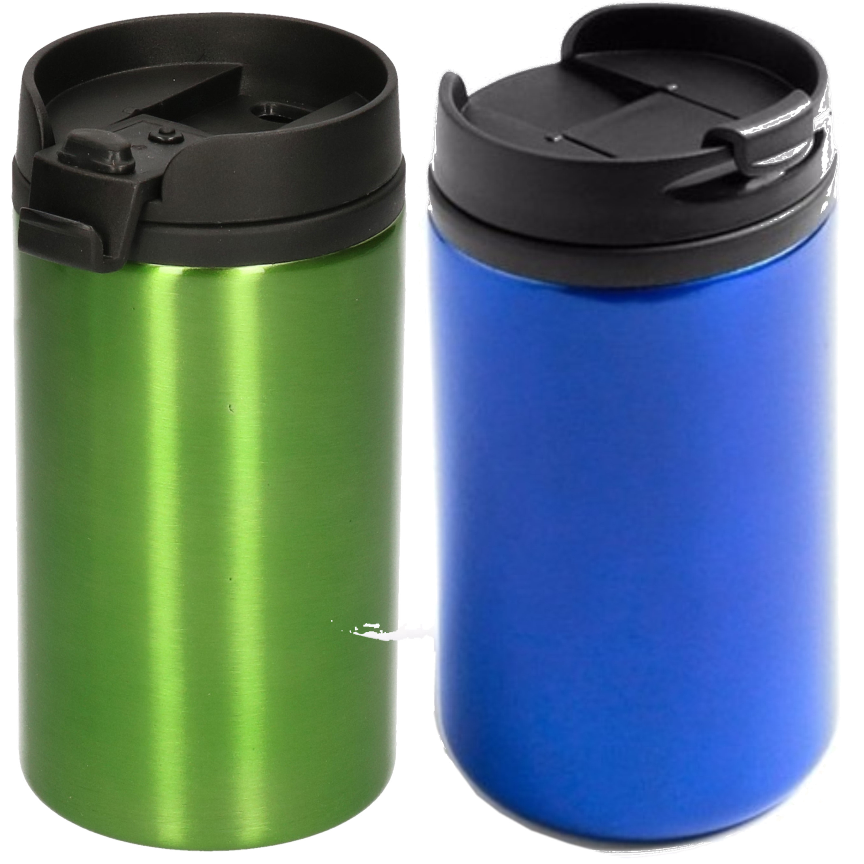 Bellatio Decorations Set van 2x Thermosbekers - warmhoud bekers - blauw en groen - 320 ml - Isolerende drinkbekers -