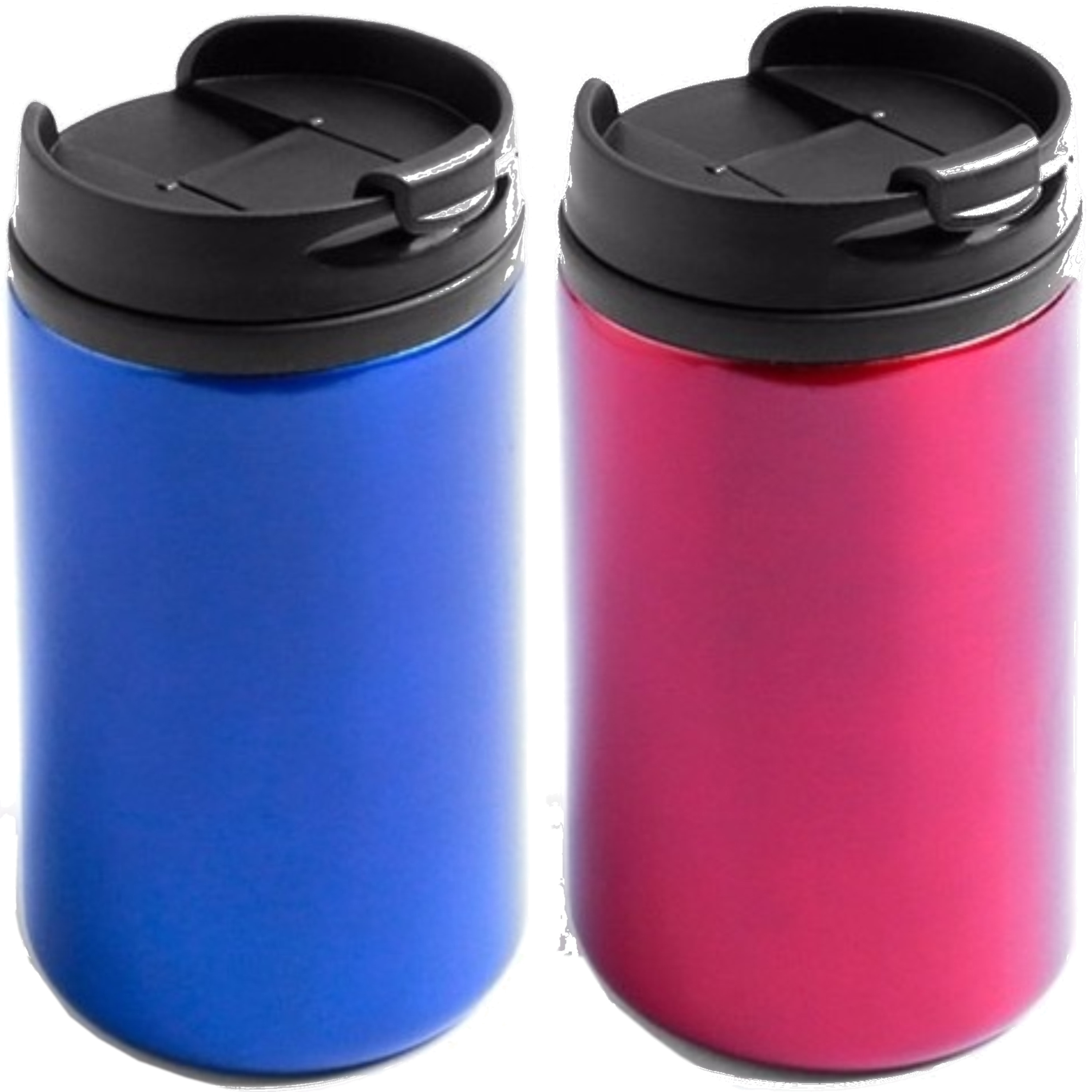 Bellatio Decorations Set van 2x Thermosbekers - warmhoud bekers - blauw en rood - 320 ml - Isolerende drinkbekers -