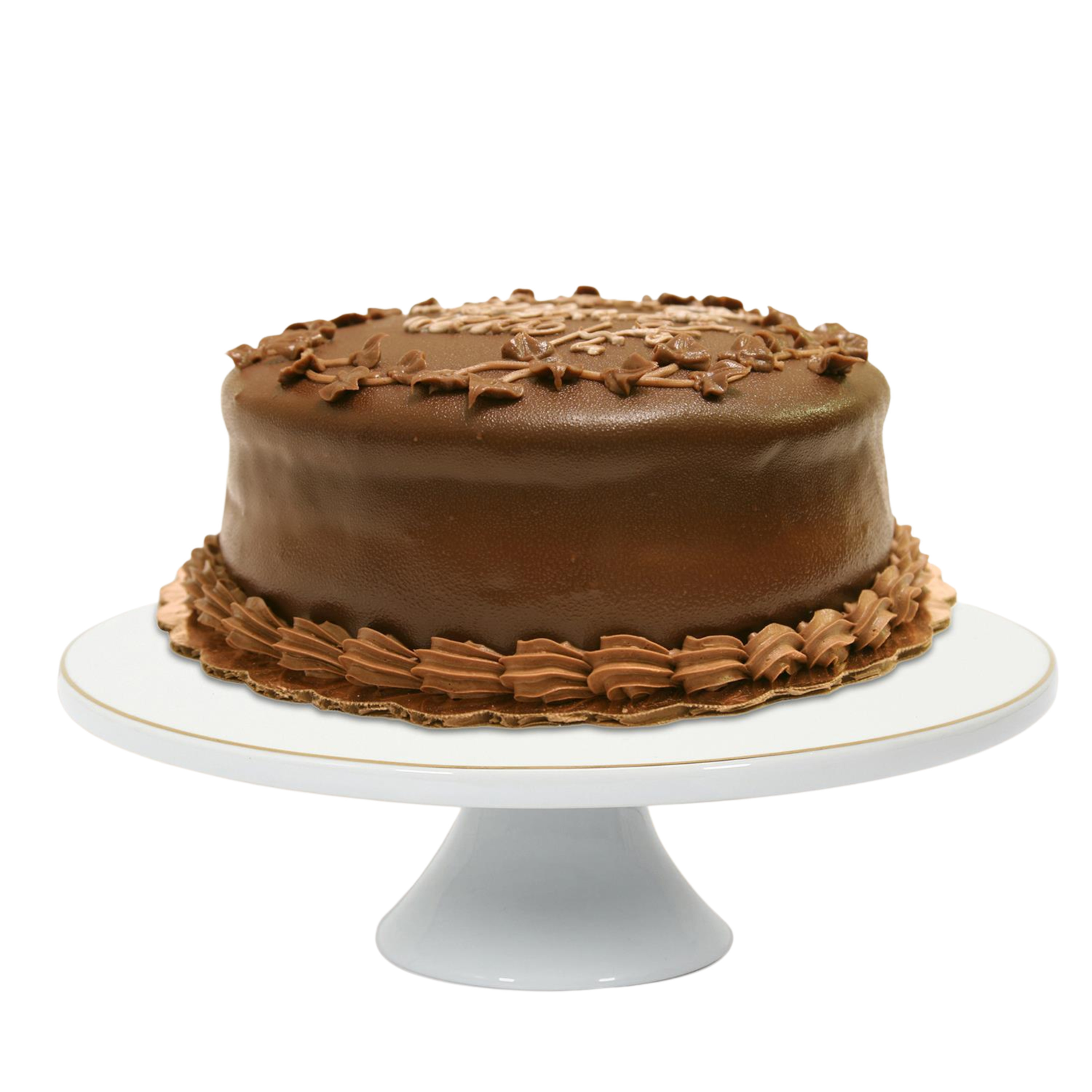 Home Deco Factory Taart plateau - porselein - wit/goud - D30 cm - voet -