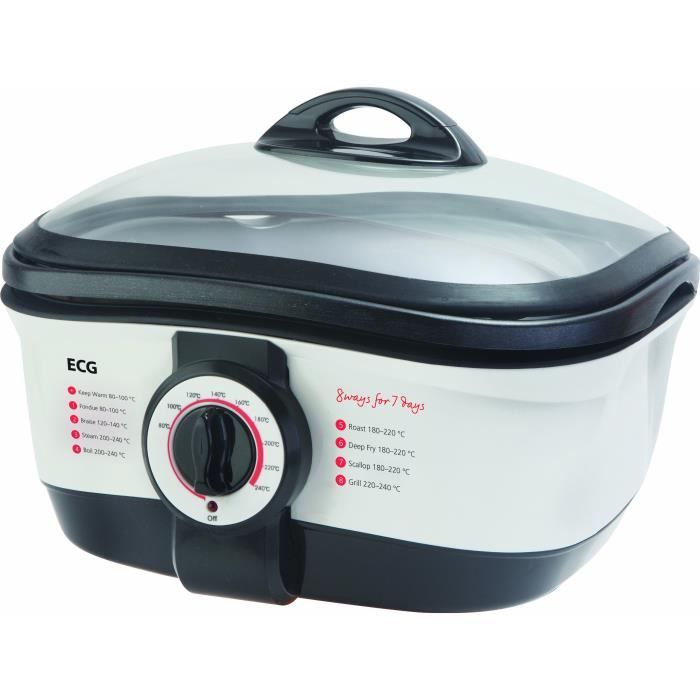 ARBORESCENCE ECG MH 158, 1500W, 8 functies: fondue, smoren, stomen, koken, braadpan, frituren, sint-jakobsschelp, grill, pan van