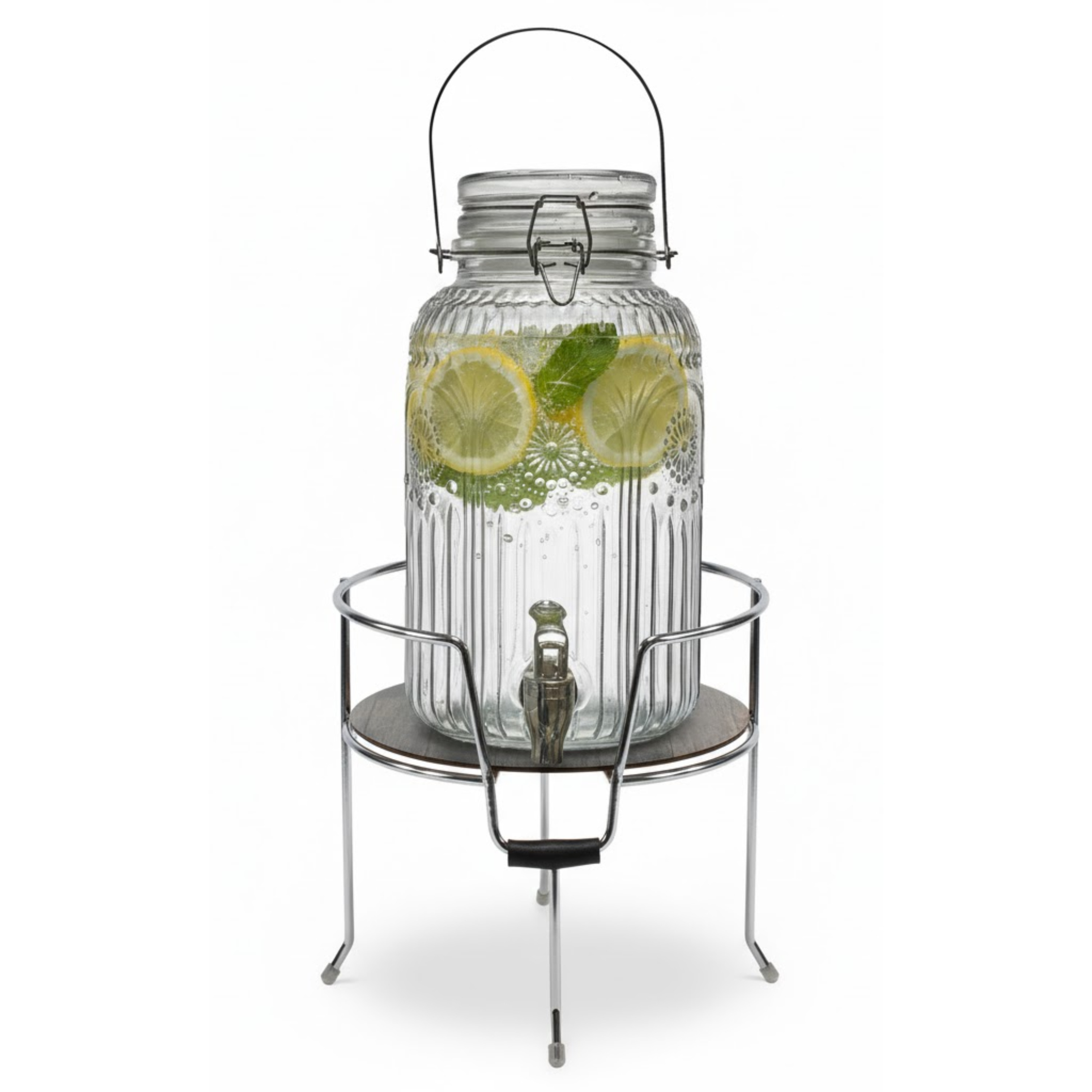 Merkloos Drankdispenser/limonadetap - 4 ltr - inclusief standaard - 19 x 19 cm -