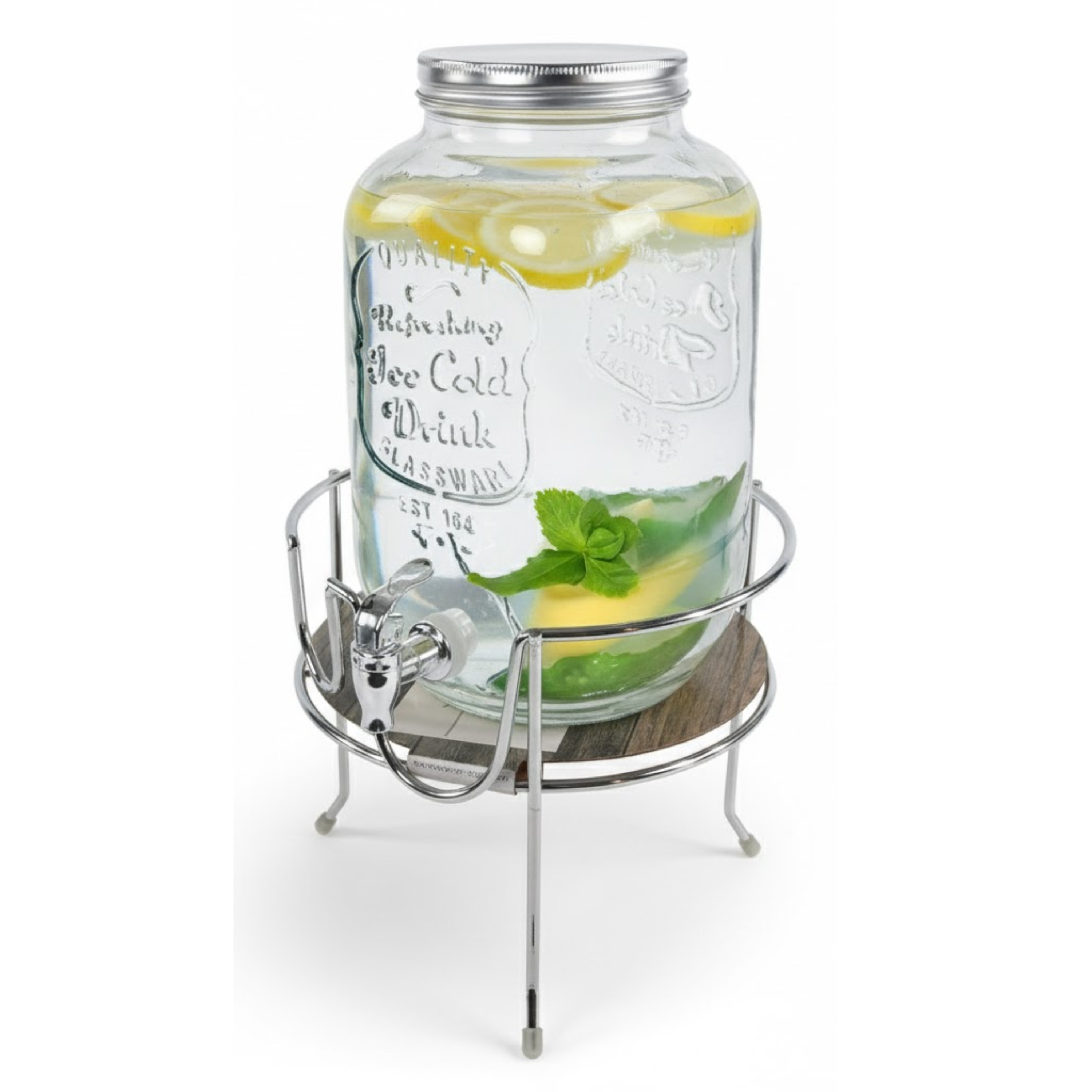 Merkloos Drankdispenser/limonadetap - 6 ltr - inclusief standaard - 19 x 19 cm -