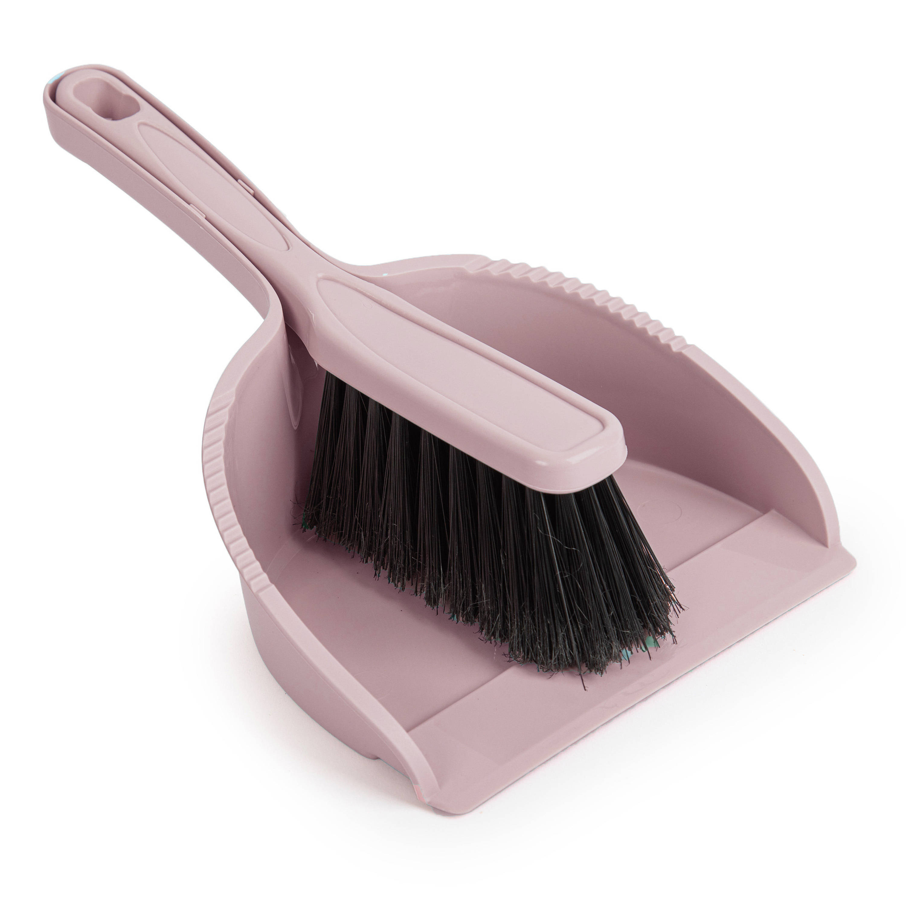 PlasticForte Stoffer en blik set Small - roze - zachte borstel - kunststof - 24 x 17 cm -