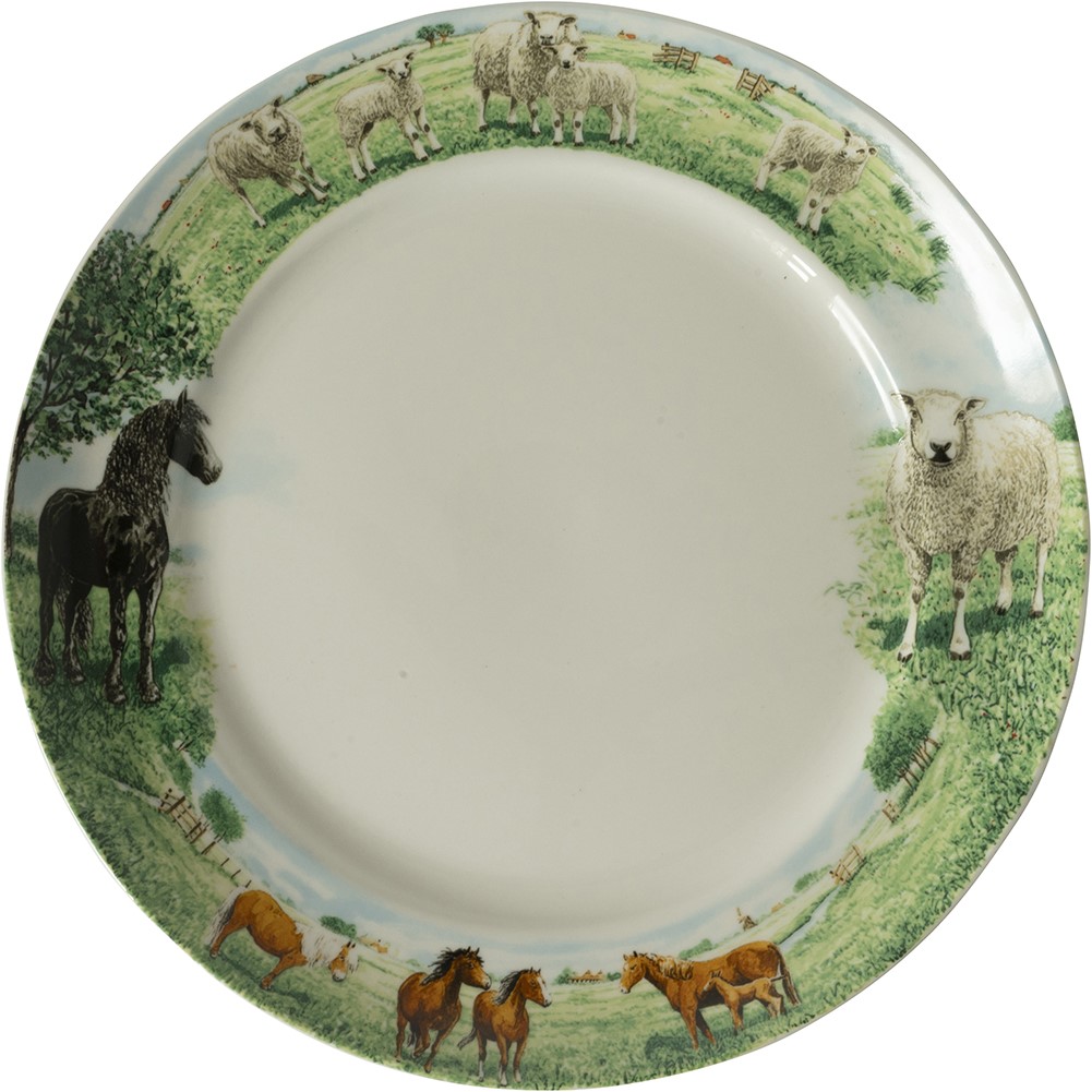 Wiebe van der Zee Wiebe's Farm Bord paard schaap Ø25cm 6st