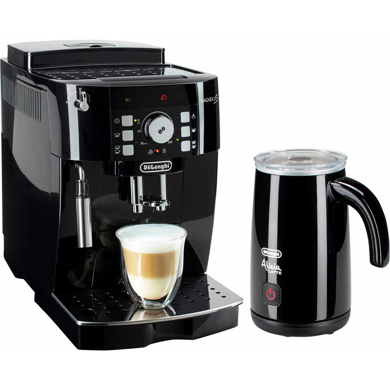 De'Longhi Volautomatisch koffiezetapparaat Magnifica S ECAM21.118.B - met Barista-melkopschuimer, Zwart, Directe keuzetoetsen, kegelmolen (13 maalgraden), 15 bar pompdruk