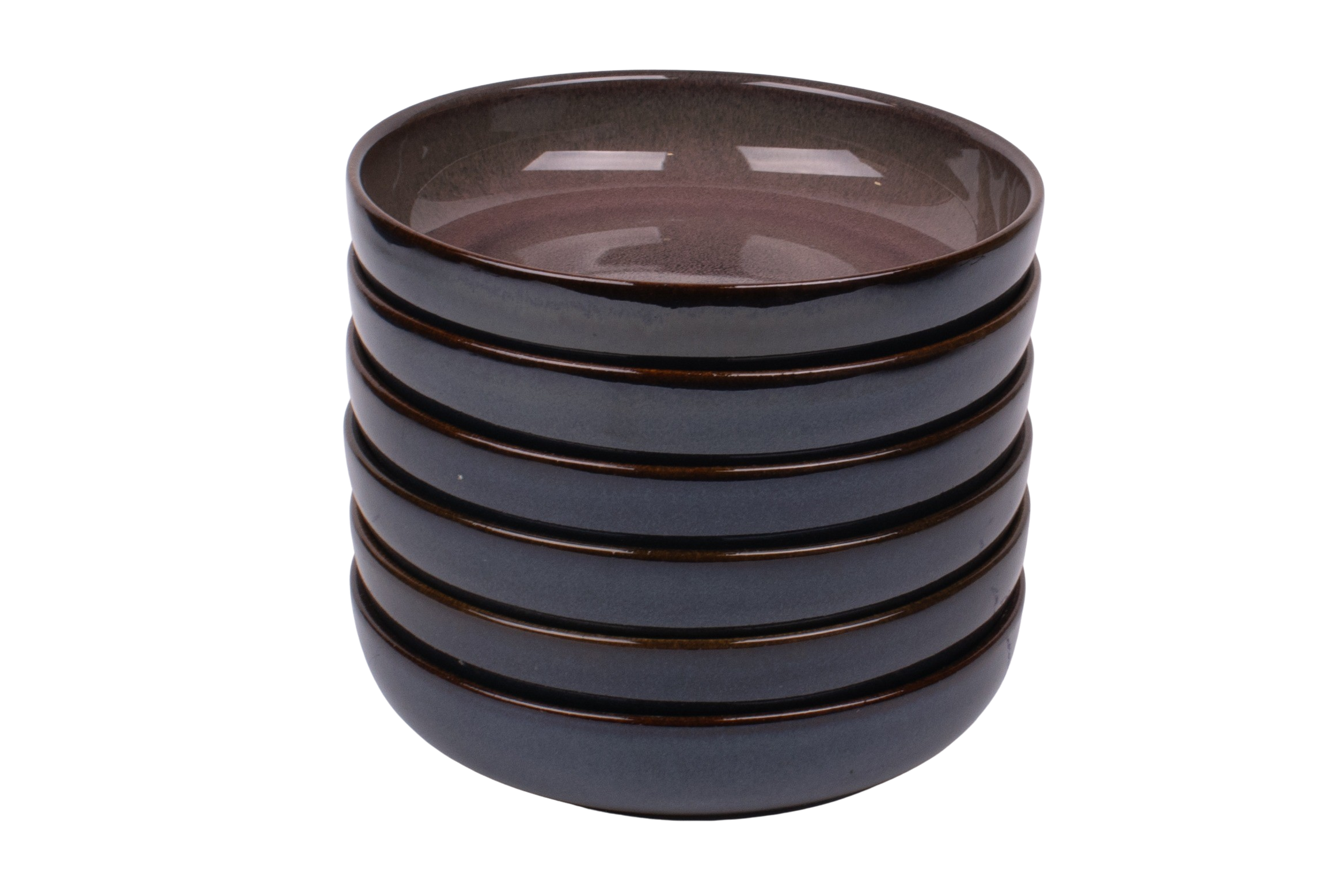 Kade 171 Set van 6 diepe borden - 18 cm - Vila Nova - blauw met roze - Portugees stoneware