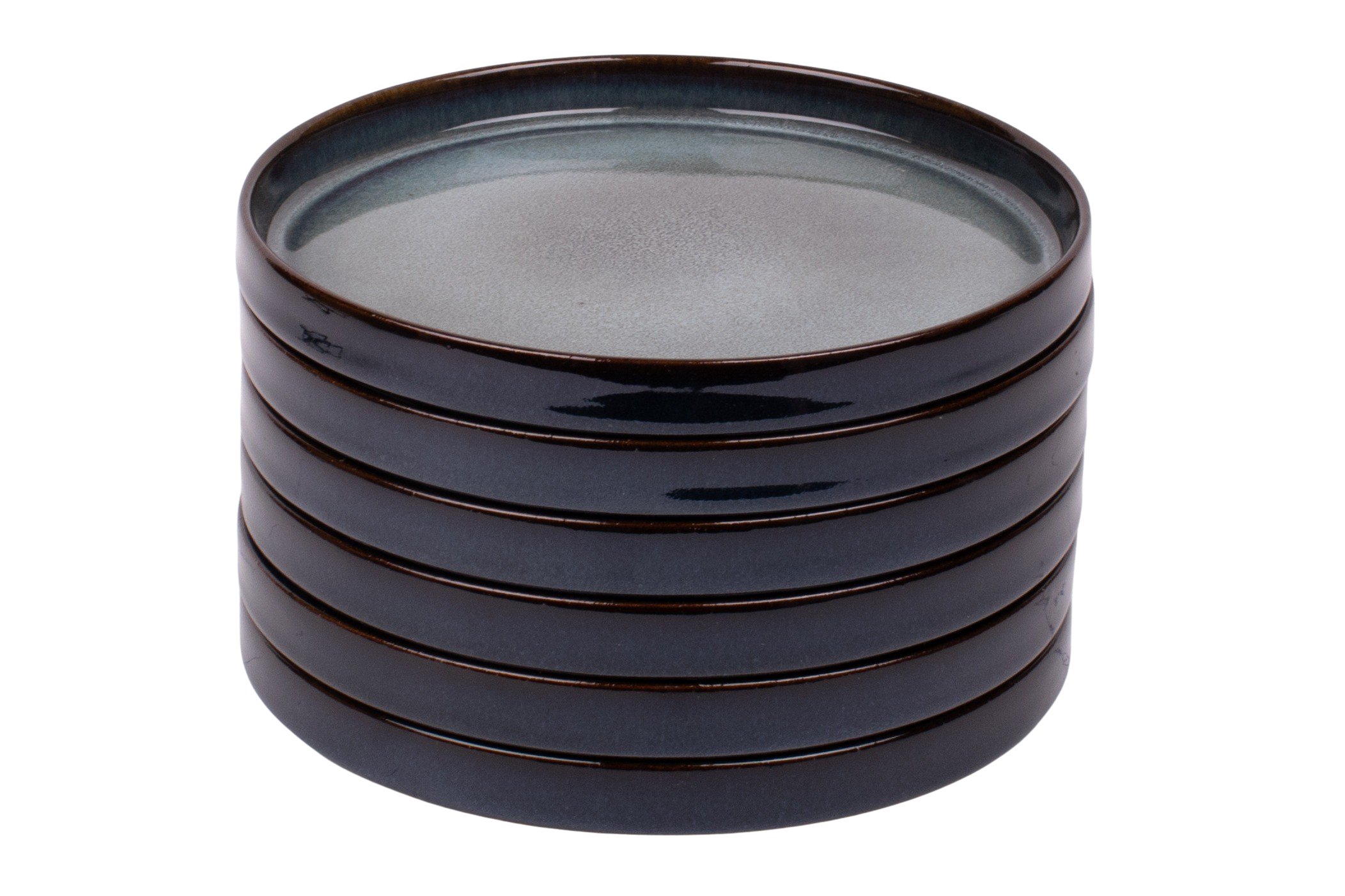 Kade 171 Set van 6 ontbijtborden - 21 cm - Porto - blauw met groen - rechte rand - Portugees stoneware