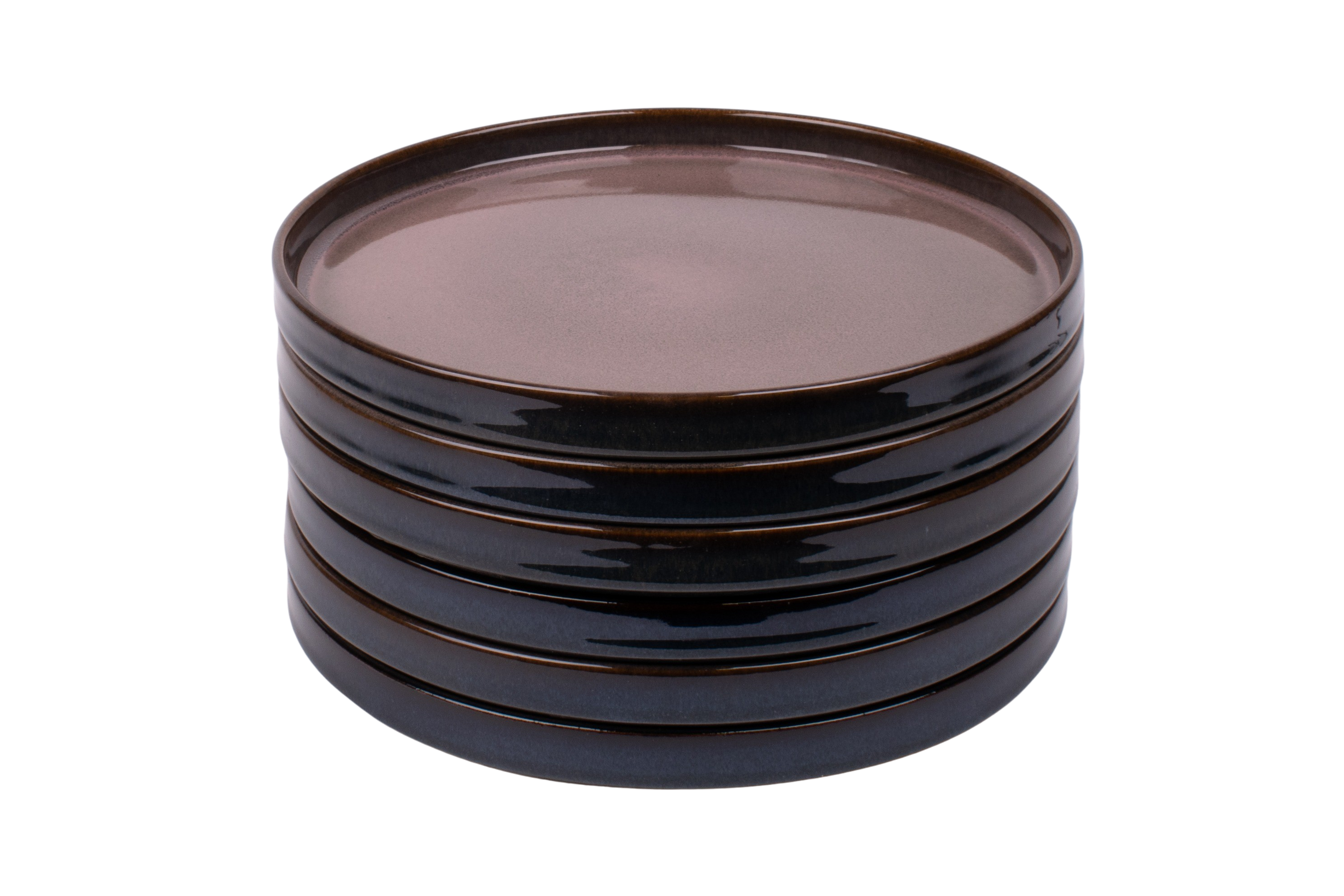 Kade 171 Set van 6 dinerborden - 26 cm - Vila Nova - blauw met roze - recht rand - Portugees stoneware