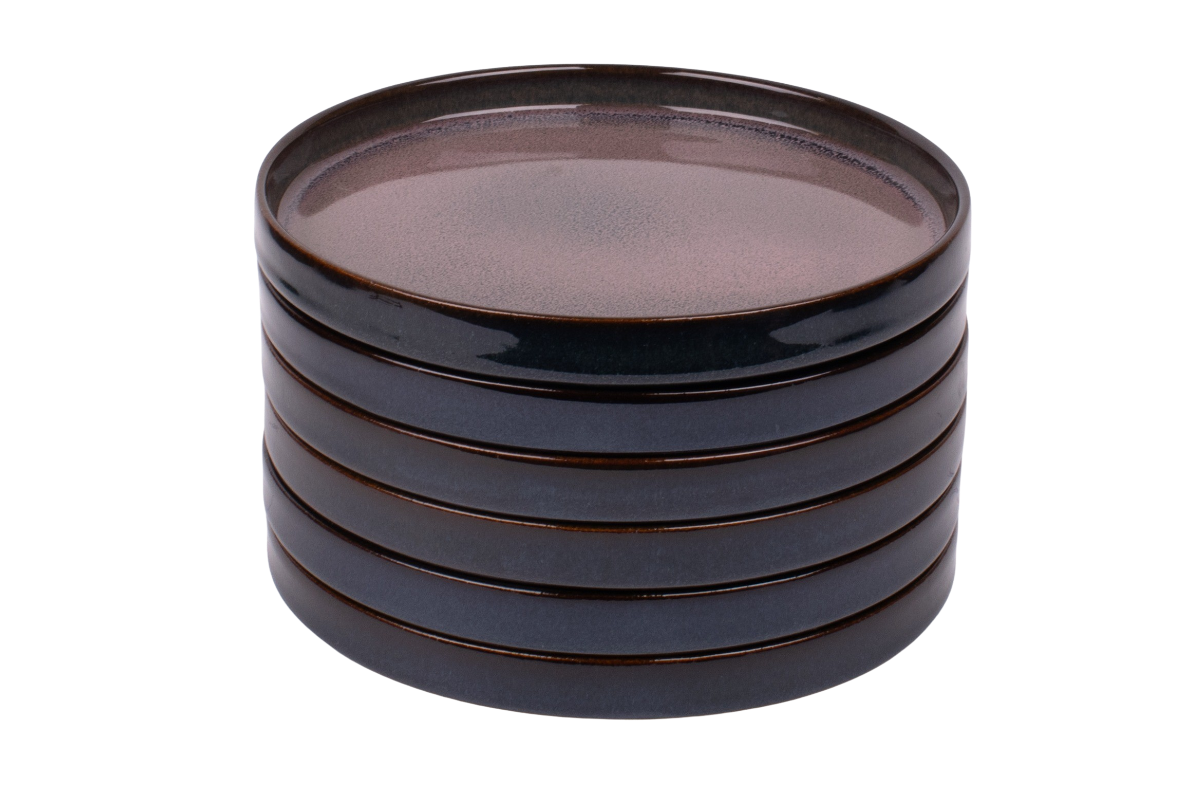 Kade 171 Set van 6 ontbijtborden - 21 cm - Vila Nova - blauw met roze - rechte rand - Portugees stoneware