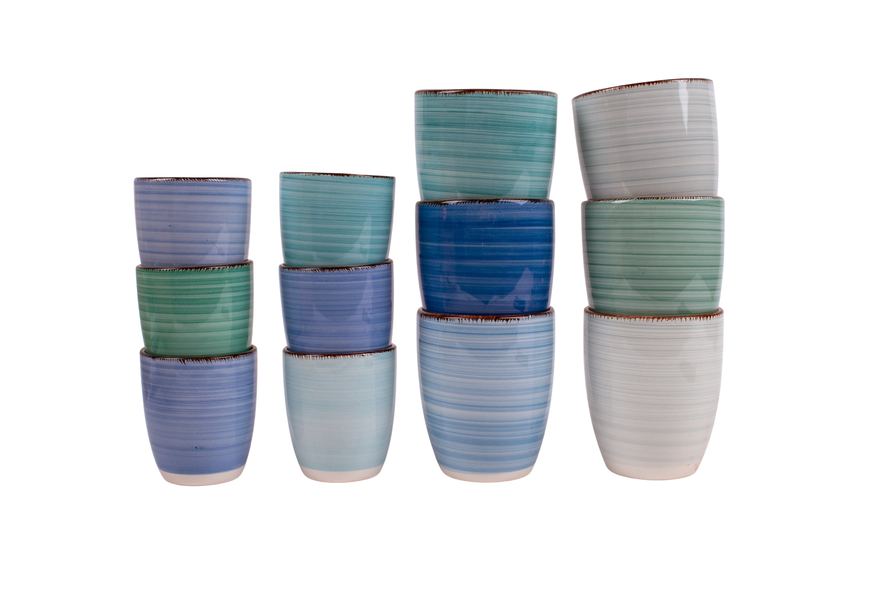 Kade 171 Set van 6 koffiekopjes - blauw - 160 ML - 340 ML - allen unieke kleur - koffiemok - cappuccinomok - ocean blue - 