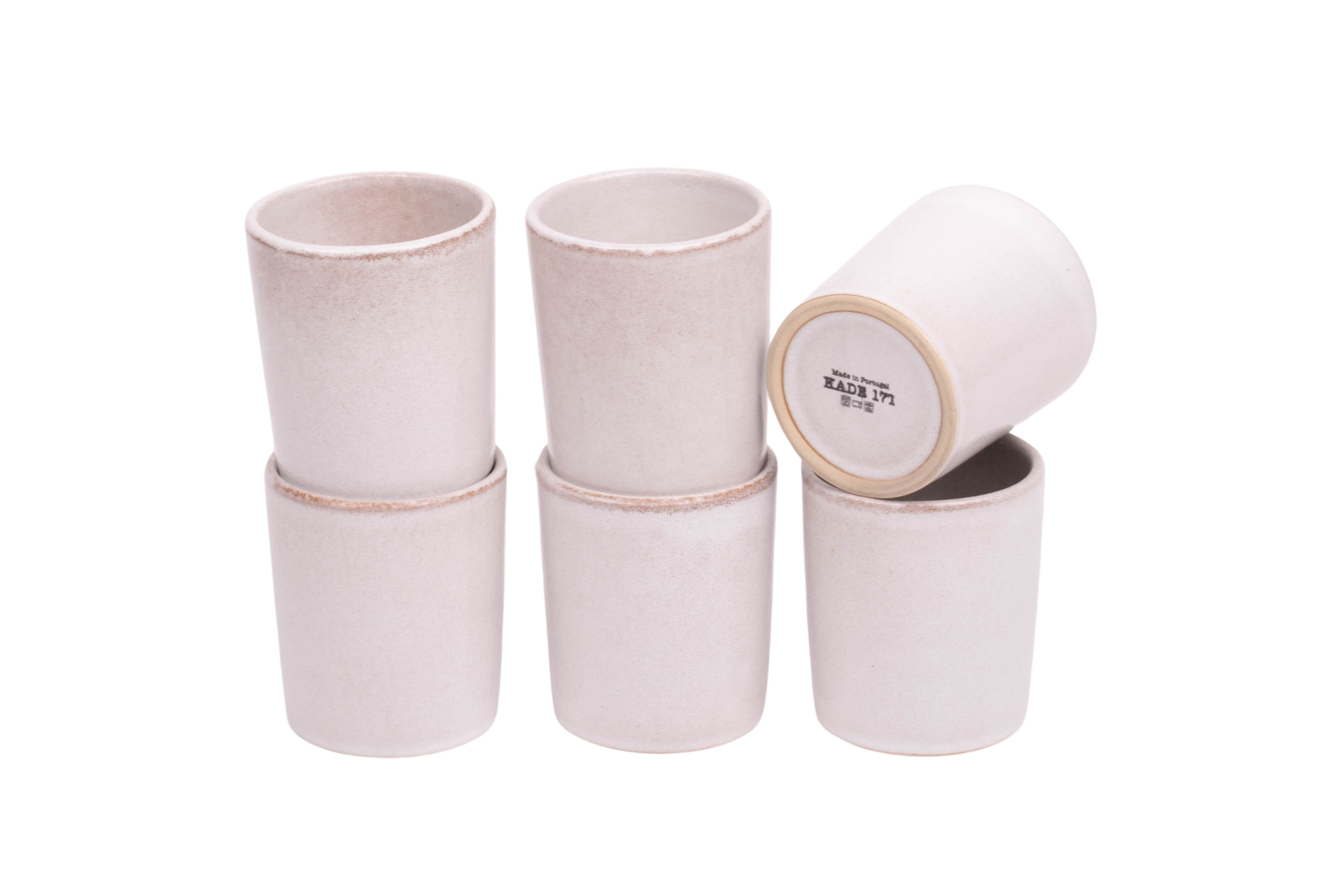 Kade 171 Koffiekopjes set van 6 - 150 ml - 6 persoons - Lissabon - wit met bruine spikkel - Portugees stoneware