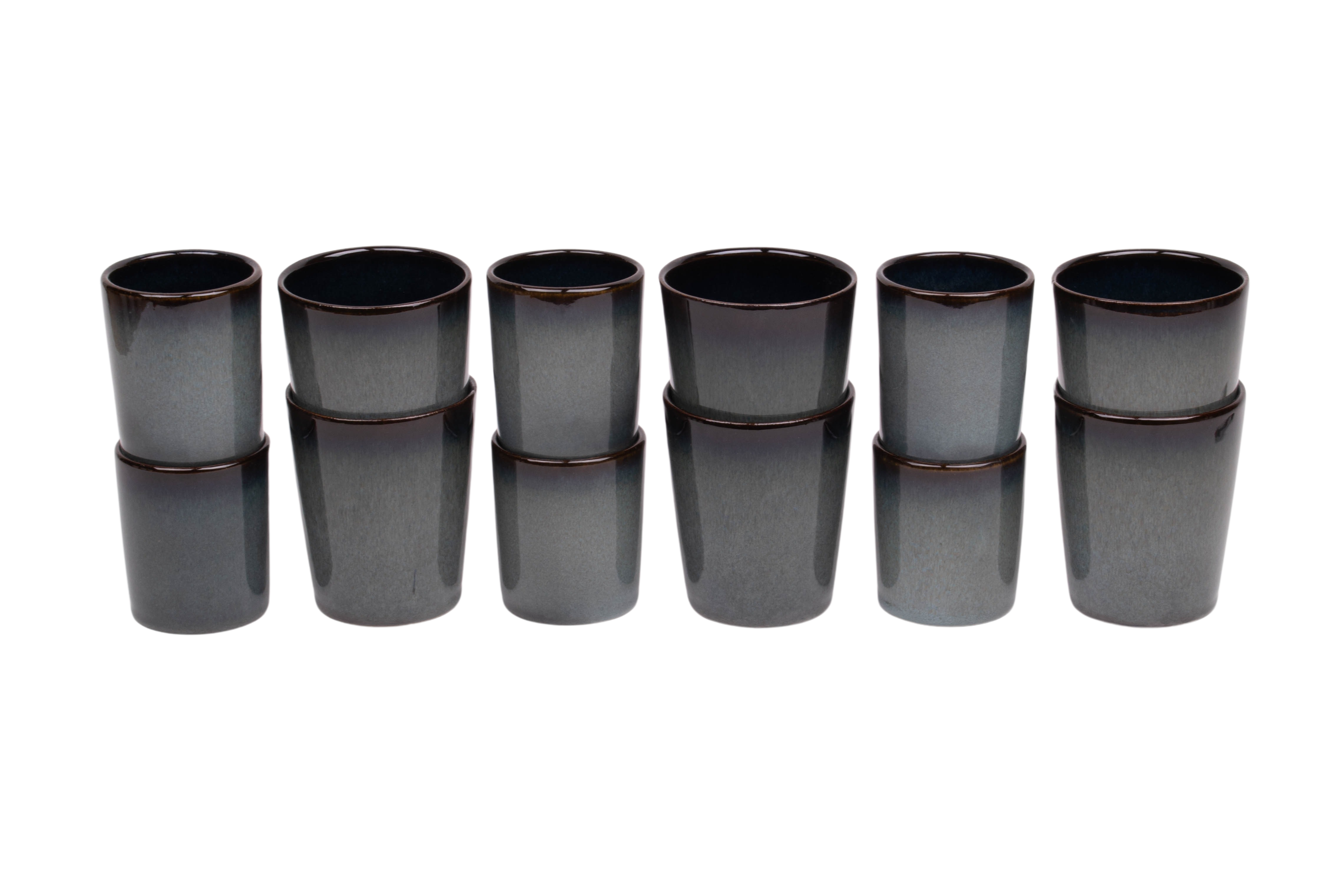 Kade 171 Koffiekopjes set van 12 - 150 ml en 250 ml - 6 persoons - Porto - blauw met groen - Portugees stoneware