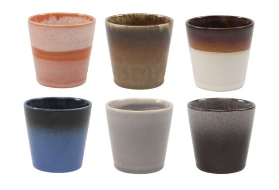 Kade 171 Set van 6 koffiekopjes - 200 ml - zonder oor - meerkleurig - 6 persoons - aardewerk - Earth style -  - kopjes - hip en trendy