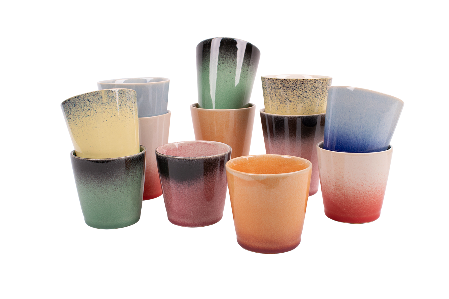 Kade 171  Aardewerk koffiekopjes - 200ML en 310ML - set van 12 kopjes