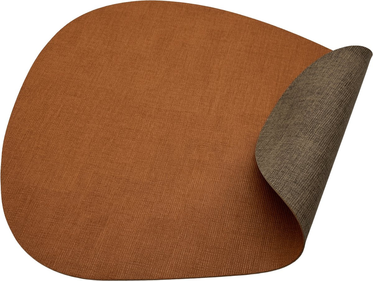 Kade 171 Luxe placemats lederlook - Eivormig - 6 stuks - Dubbelzijdig: bruin / cognac - 44 x 37 cm - leer - leatherlook placemat