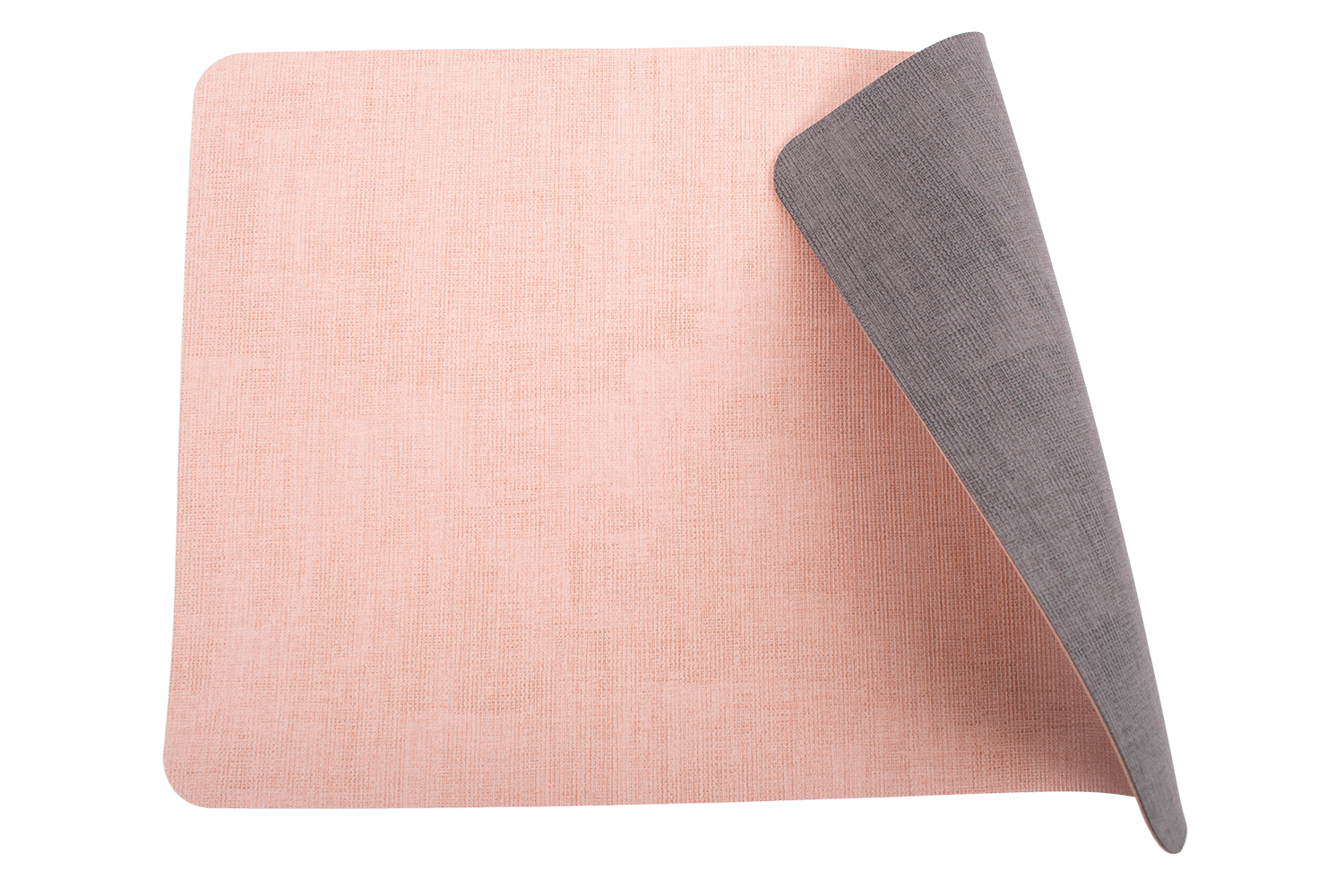 Kade 171 Luxe placemats lederlook - 6 stuks - dubbelzijdig roze/grijs - rechthoekig - 45 x 30 cm - leer - leatherlook placemat