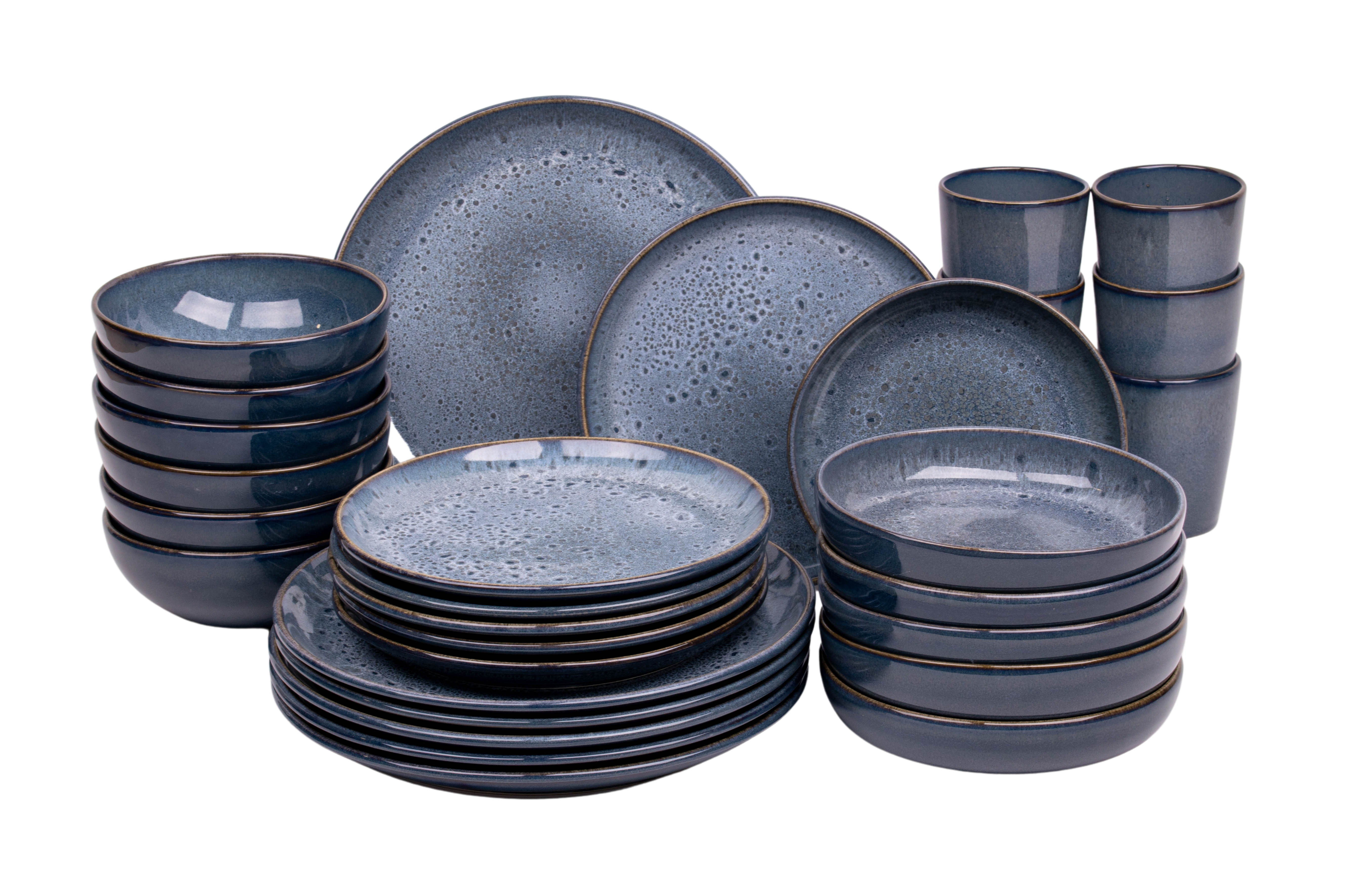 Kade 171 30 delige serviesset - 6 persoons - Amadora - blauw met aqua look - Portugees stoneware