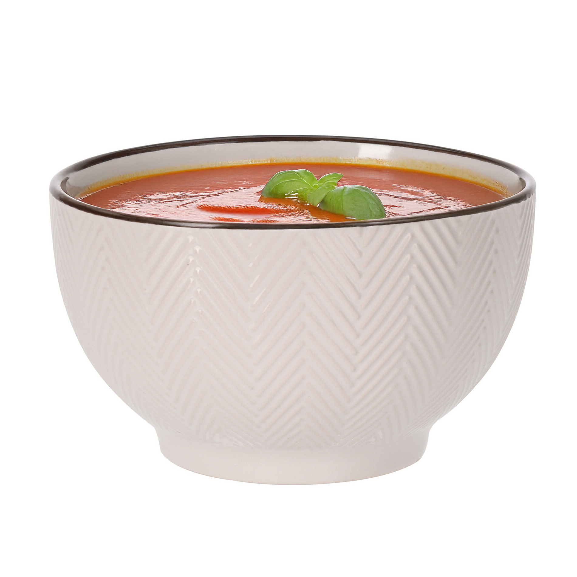 Siaki Soepkom Fishbone - beige - 14 x 8 cm - keramiek - kommetjes - 680 ml -