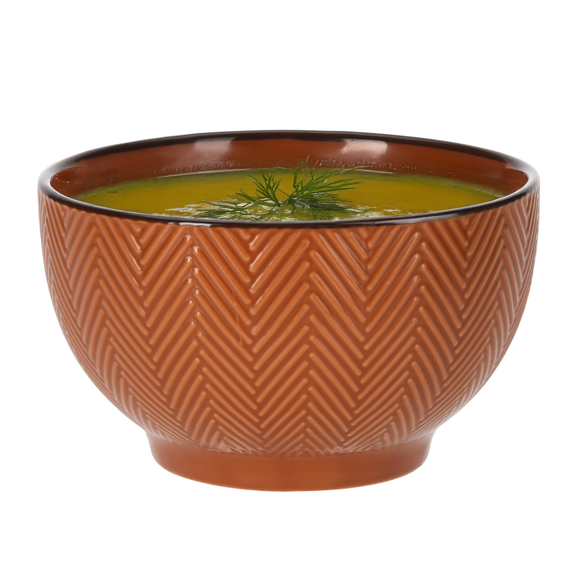 Siaki Soepkom Fishbone - terra - 14 x 8 cm - keramiek - kommetjes - 680 ml -