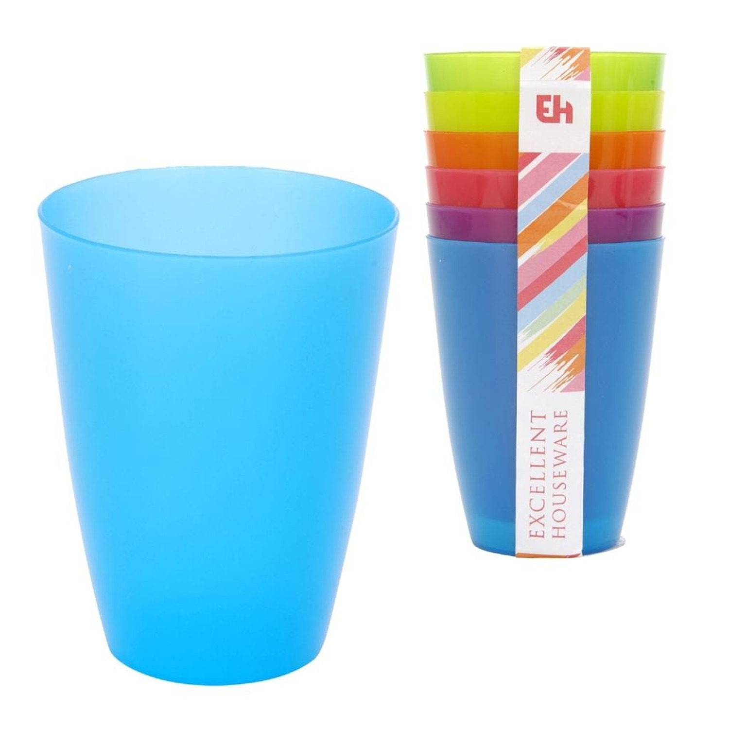 Merkloos 6x Onbreekbare drinkbeker/mok gekleurd 10 cm -