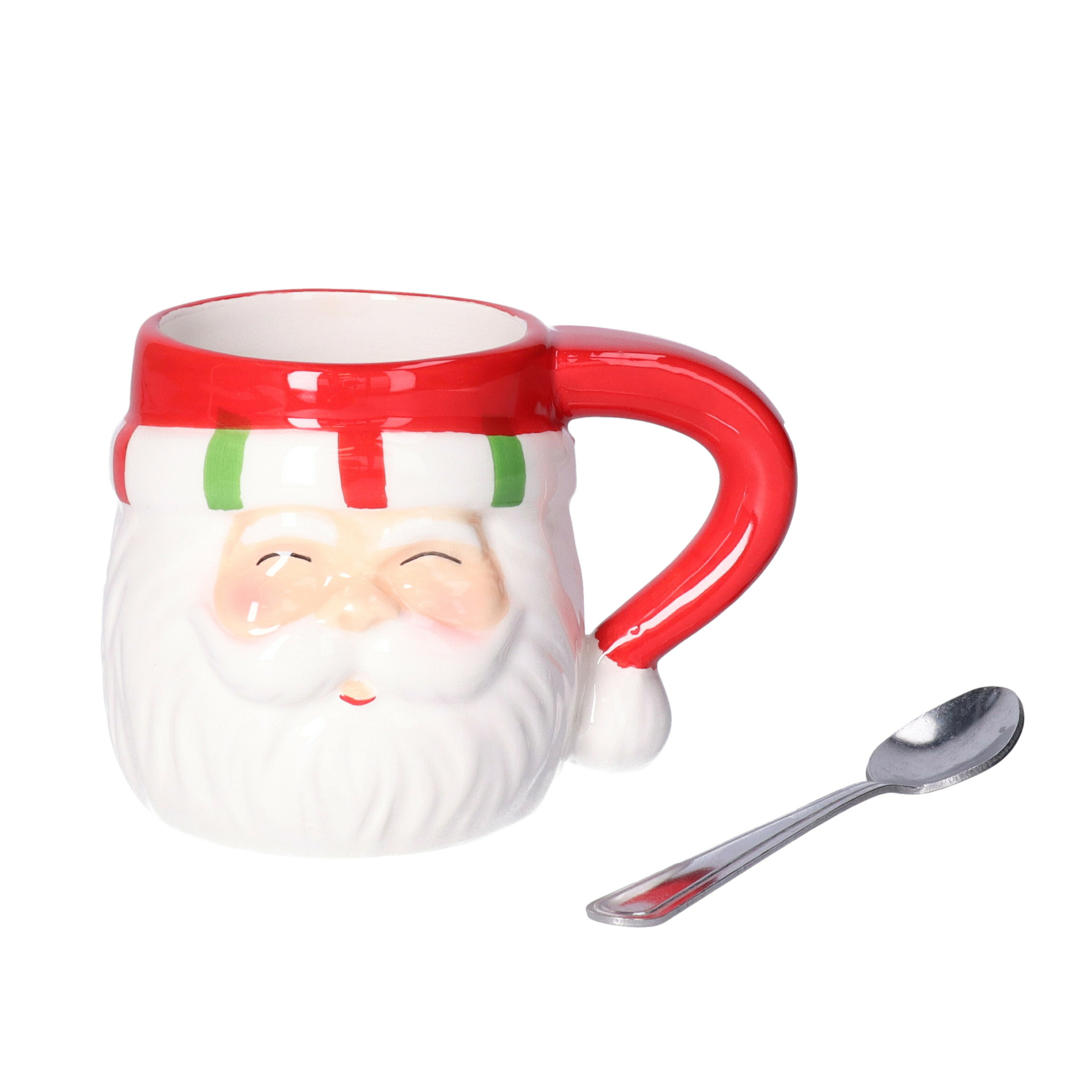 Svenska Living Svenska Kerst kop/beker - Kerstman - 7,5 x 7 cm - keramiek - 180 ml -