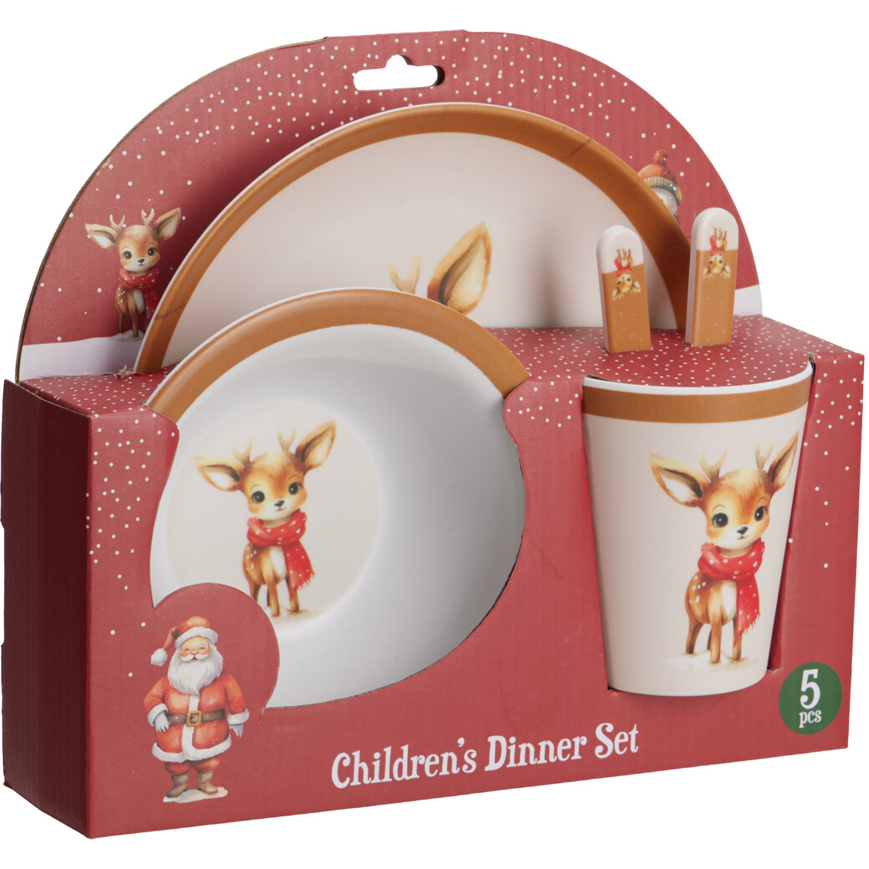 Merkloos Kerst servies setje - 5-delig - met rendier - voor kinderen