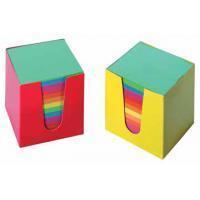 Folia Papierkubus memoblok in gekleurd kartonnen bakje met gekleurd papier