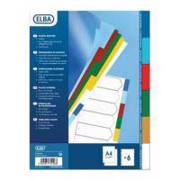 ELBA Kunststoff-Register, blanko, farbig, DIN A4, 6-teilig