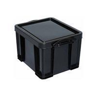 Really Useful Boxes Aufbewahrungsbox, 35L, schwarz, Griffe gelb