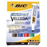 BIC Whiteboard-Marker Velleda 1711, Rundspitze, 4er Etui