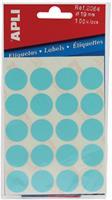 Apli ronde etiketten in etui diameter 19 mm, blauw, 100 stuks, 20 per blad (2064)