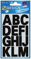 Avery etiketten letters A-Z groot, 2 blad, zwart, waterbestendige folie