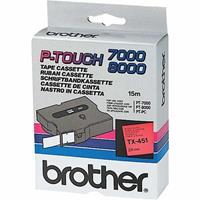 Brother TX-451 tape zwart op rood 24mm x 15m (origineel)