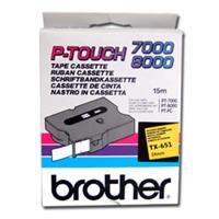 Brother TX-651 tape zwart op geel 24mm x 8m (origineel)