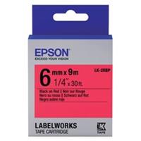 Epson LK-2RBP tape zwart op pastel rood 6mm (origineel)