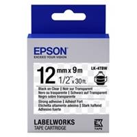 Epson LK-4TBW extra klevende tape zwart op transparant 12mm (origineel)