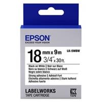 Epson LK-5WBW extra klevende tape zwart op wit 18mm (origineel)